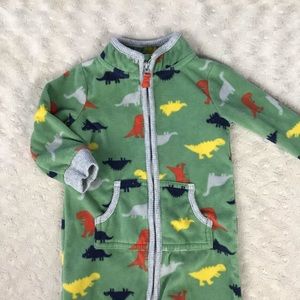 Carter’s Fleece Dinosaur Romper Size 9 Months Green